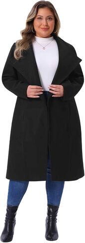 Agnes Orinda Women's Plus Size Overcoat Classic Stand Collar Long Sleeve Outwear WoolWinter Long Trench Coat in Saudi Arabia