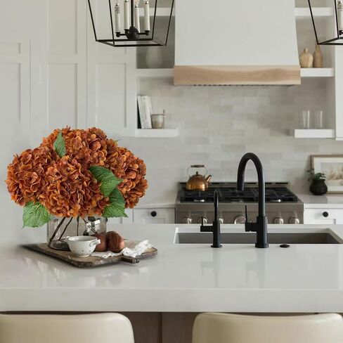 YalzoneMet Artificial Hydrangea Flowers 4 Pcs 2 White 2 Light Green 21 inch Long Rod Real Touch Lifelike Fake Latex Hydrangea Flowers for Home Party Outdoor Wedding Gifts Christmas Table Decoration in Kuwait