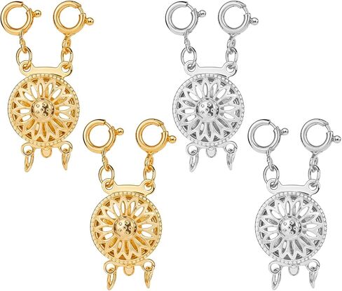 2 Pcs Necklace Layering Clasps 14k Gold & Silver Necklace Separator for Layering, Tangle Free Layered Necklace Clasps Jewelry Necklace Separator Connector in Saudi Arabia