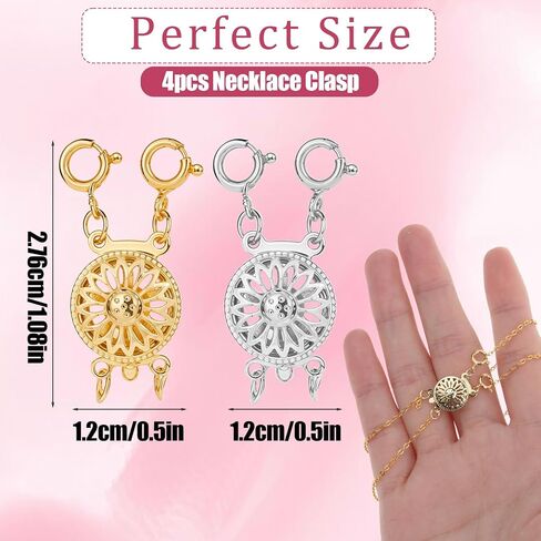 2 Pcs Necklace Layering Clasps 14k Gold & Silver Necklace Separator for Layering, Tangle Free Layered Necklace Clasps Jewelry Necklace Separator Connector in Saudi Arabia