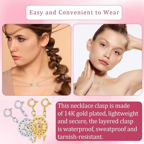 2 Pcs Necklace Layering Clasps 14k Gold & Silver Necklace Separator for Layering, Tangle Free Layered Necklace Clasps Jewelry Necklace Separator Connector in Saudi Arabia