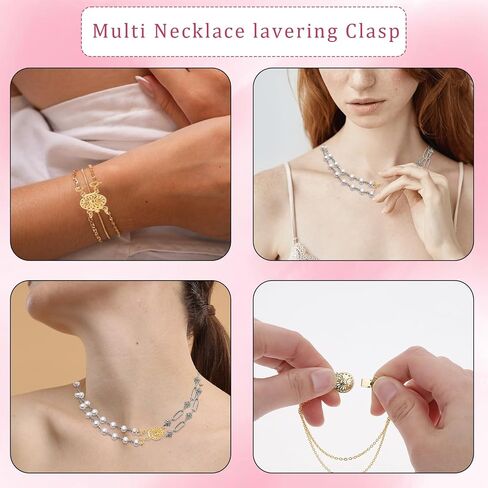 2 Pcs Necklace Layering Clasps 14k Gold & Silver Necklace Separator for Layering, Tangle Free Layered Necklace Clasps Jewelry Necklace Separator Connector in Saudi Arabia