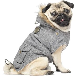 Canada Pooch Winter Dog Coat Water-Resistant Insulated Dog Jacket Faux-Fur Trim Dog Parka Coat for Dogs - Army Green, Size 10 in Kuwait