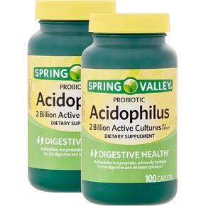 Probiotic Acidophilus ، 100 Count Caplets المكمل الغذائي + 7 أيام منظم حبوب منع الحمل غير محصور (حزمة 2) in Kuwait