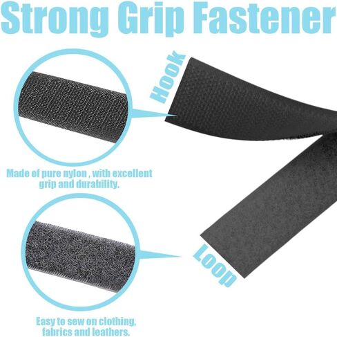33ft Sew on Hook and Loop Tapes, 1 Inch Wide Interlocking Tape, Heavy Duty Velcro Strips for Fabric, Sew on Velcro for Sewing Crafts DIY Projects, Non Adhesive Hook and Loop Strips, White in Kuwait