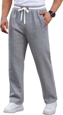 بنطلون رياضي ثقيل الوزن للرجال دافئ بجيب قابل للتمدد سروال شتوي سميك للاستخدام الخارجي رمادي فاتح L in Kuwait