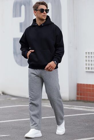 بنطلون رياضي ثقيل الوزن للرجال دافئ بجيب قابل للتمدد سروال شتوي سميك للاستخدام الخارجي رمادي فاتح L in Kuwait