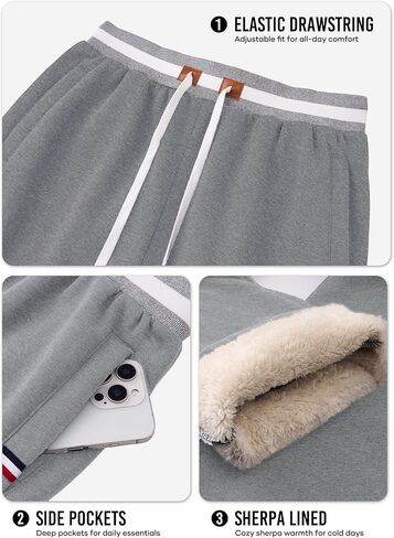 بنطلون رياضي ثقيل الوزن للرجال دافئ بجيب قابل للتمدد سروال شتوي سميك للاستخدام الخارجي رمادي فاتح L in Kuwait