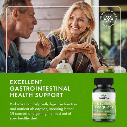 Swanson Bacillus coagulans - ملحق بروبيوتيك طبيعي يدعم صحة الجهاز الهضمي مع 6 مليارات CFU - قد يدعم GI و GUT GUT - (60 كبسولات الخضروات) in Saudi Arabia
