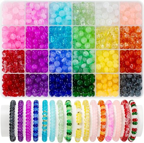 720pcs Abacus Glass Beads for Bracelet, Crystal Beads for Jewelry Making, 24 Colors Gemstone Rondelle Beads Spacer Beads for Bracelet Necklace DIY Crafts Jewelry Making, 5x8mm in Saudi Arabia