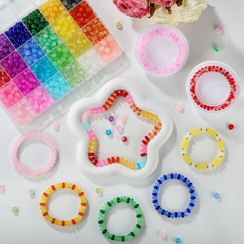 720pcs Abacus Glass Beads for Bracelet, Crystal Beads for Jewelry Making, 24 Colors Gemstone Rondelle Beads Spacer Beads for Bracelet Necklace DIY Crafts Jewelry Making, 5x8mm in Saudi Arabia