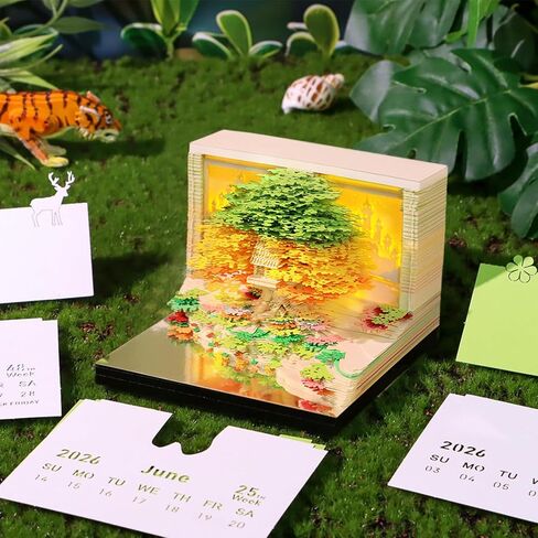 التقويم ثلاثي الأبعاد 2025 ، التقويم الزمني للقطعة 2025،3D التقويم ، ورقة النحت الزبدية منزل ثلاثي الأبعاد مع تصميم الأضواء ، سجل المكتب على سطح المكتب سجل الملاحظات ، زخرفة سطح المكتب. in Kuwait