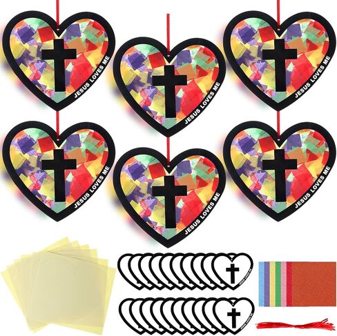 32 مجموعات عيد الفصح صليب Suncatchers Kits DIY مسيحي ديني الصليب ورقة VBS KIT KIT CARK CLESS EFFER in Kuwait