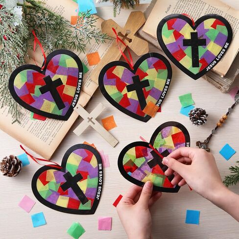 32 مجموعات عيد الفصح صليب Suncatchers Kits DIY مسيحي ديني الصليب ورقة VBS KIT KIT CARK CLESS EFFER in Kuwait