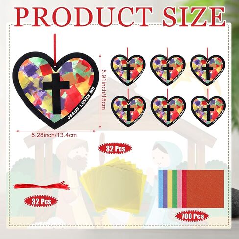 32 مجموعات عيد الفصح صليب Suncatchers Kits DIY مسيحي ديني الصليب ورقة VBS KIT KIT CARK CLESS EFFER in Kuwait