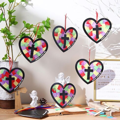 32 مجموعات عيد الفصح صليب Suncatchers Kits DIY مسيحي ديني الصليب ورقة VBS KIT KIT CARK CLESS EFFER in Kuwait