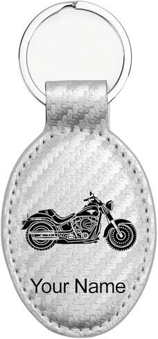 LaserGram Oval Keychain, Motorcycle, Personalized Engraving Included in Kuwait
