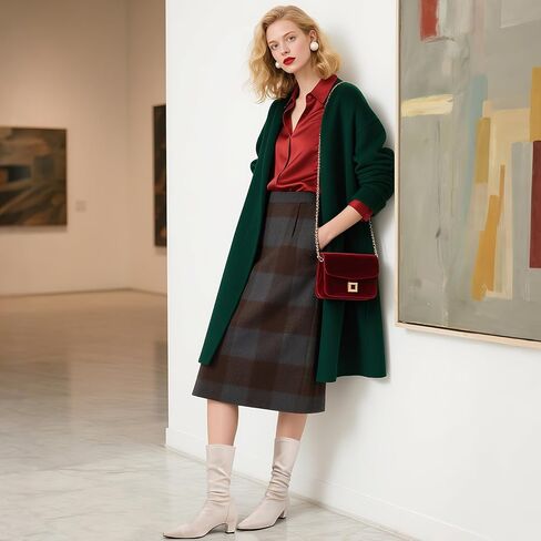 أحذية نسائية طويلة للركبة بمقدمة مدببة وكعب سميك قابل للتمدد in Kuwait