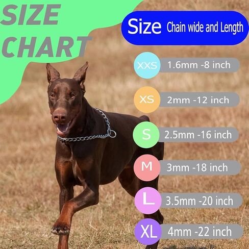 Chain Dog Choke Collar for Large Dogs,Heavy Chain Dog Metal Training Collars, Adjustable Metal Necklace Martingale Puppy Collars for XXS XS Small Medium Large Big XL Breed Dogs, Silver L in Kuwait