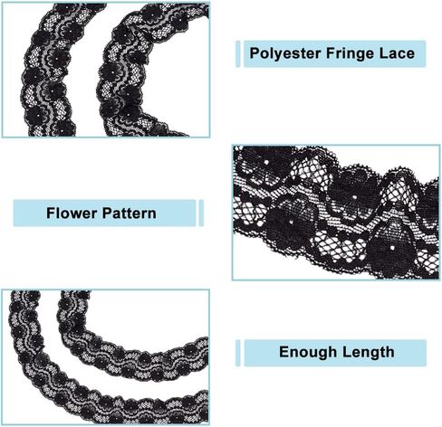 10.9 Yard 4 Inch Wide Stretchy Lace Ribbon Black Lace Trim Elastic Trim Fabric with Fan Pattern for DIY Sewing Craft Costume Hat Hair Band Tablecloth Wedding Decoration Supplies in Saudi Arabia