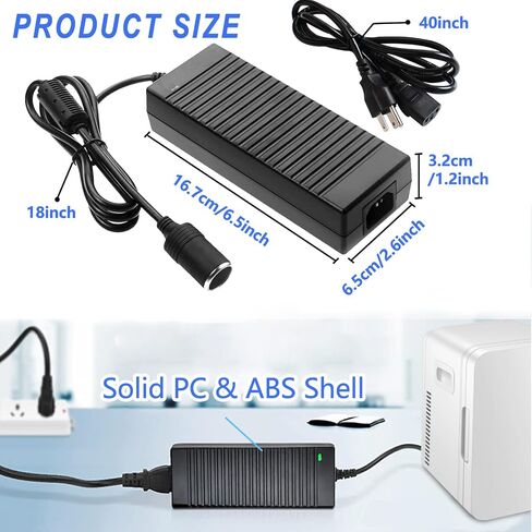 محول من 110 فولت إلى 12 فولت ، 15A 180W AC إلى محول العاصمة ، 12 فولت ، مقبس أخف سجائر إلى سدادات الجدار لثلاجة السيارة ، نفخ الإطارات ، مكنسة كهربائية ، مبرد عالي الجهد ، 120 فولت إلى 12 فولت in Kuwait