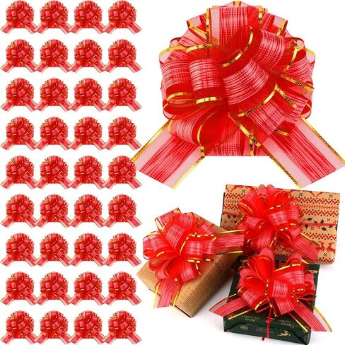 Poen 36 Pcs Christmas Pull Bows 6 Inch Gift Wrapping Bow for Baskets Large Ribbon Packaging Bows for Xmas Crafts Presents Valentine's Day Birthday Holiday Party Decorations(Pink) in Saudi Arabia