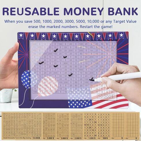 10000 مربع تحدي التوفير ، صندوق الأموال Cashbox Kakeibo ، مربع توفير نقدي قبو خشبي 10000 دولار ، بنك الخنزير الرقمي القابل لإعادة الاستخدام للبالغين الأطفال ، توفير المال مربع 10K الأموال توفير in Kuwait