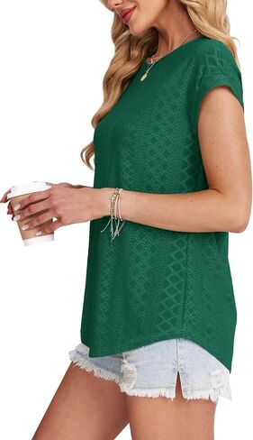XIEERDUO Womens Tops Short Sleeve Shirts Blouses for Women Dressy Casual Cap Sleeve Tops with Curved Hem in Saudi Arabia