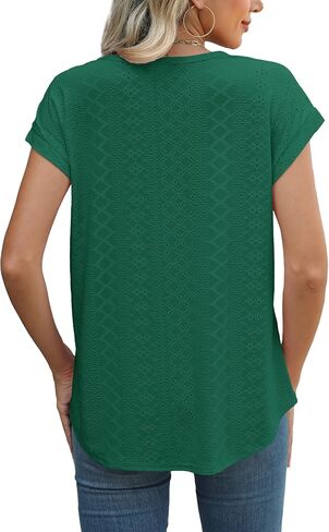XIEERDUO Womens Tops Short Sleeve Shirts Blouses for Women Dressy Casual Cap Sleeve Tops with Curved Hem in Saudi Arabia