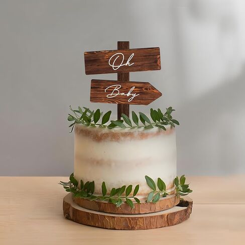 Rustic Oh Baby Cake Topper for Baby Boy Baby Girl in Wood (Oh Girl) in Kuwait