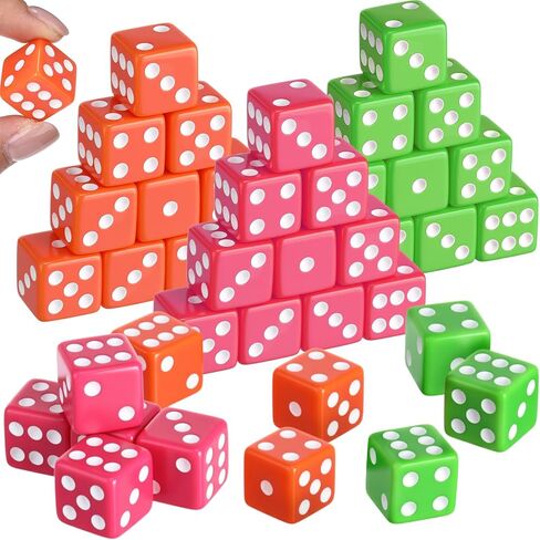 POEN 30 PCS PINK DICE SET DIPAQUE 16MM DICE CASINO موضوع Party Cuboid Pink Game Cuboid مع Pips White For Game Party Family Board Games in Kuwait