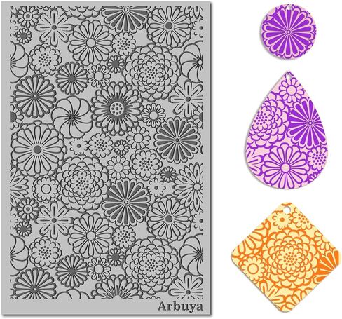 Arbuya Polymer Clay Wildflowers Dandelion Texture Sheets for Earrings Jewelry Making, Clay Flowers Texture Mats for Polymer Clay Projects Floral Stamps for Clay Earrings Tools in Saudi Arabia
