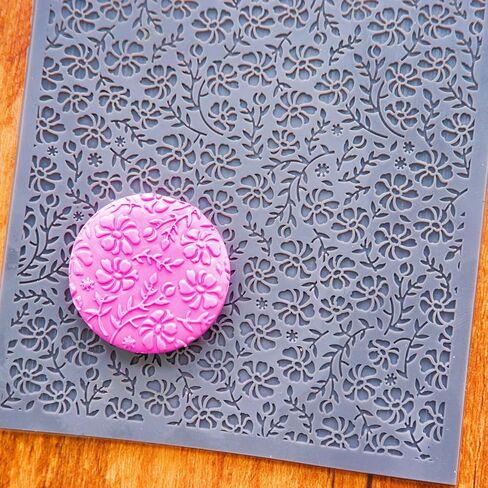 Arbuya Polymer Clay Wildflowers Dandelion Texture Sheets for Earrings Jewelry Making, Clay Flowers Texture Mats for Polymer Clay Projects Floral Stamps for Clay Earrings Tools in Saudi Arabia