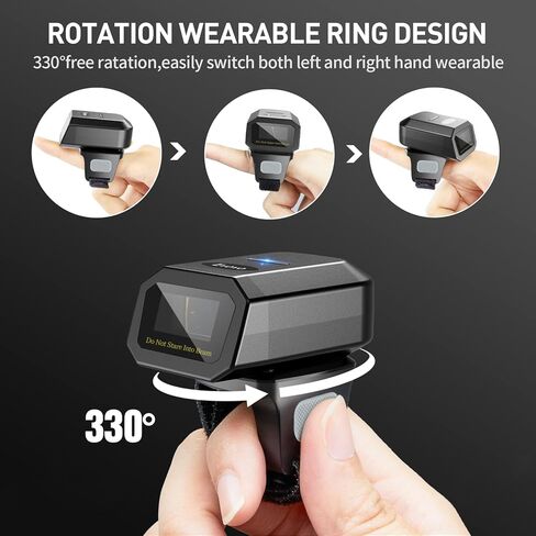 Eyoyo Bluetooth Ring Barcode Scanner, Compatible with Tablet iPhone Android iOS Computer, Right or Left Handed, Wearable 1D 2D QR Finger Hands-Free List Barcode Reader in Saudi Arabia