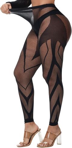 XIUSEMY Woman High Waist Patterned Tights Fishnet Stockings Curve Strips Pantyhose for Women in Saudi Arabia