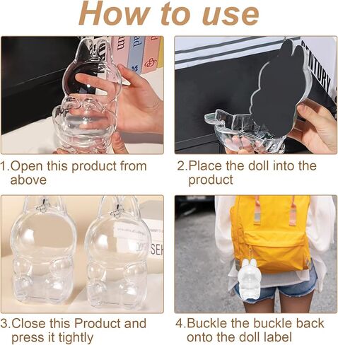 2 علبة حماية حزمة لأشكال La Bu Bu 6.68in و 6.1in ، مربع عرض واضح مع حزام ، ومكافحة الغبار ومضاد للقوائم-مثالية للجلوس والوحش المتبادل in Kuwait