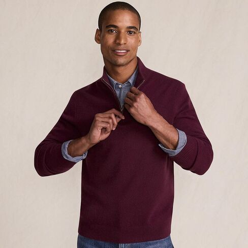 Lands' End Mens Fine Gauge Cashmere Quarter Zip Golden Brown Regular XX-Large in Saudi Arabia