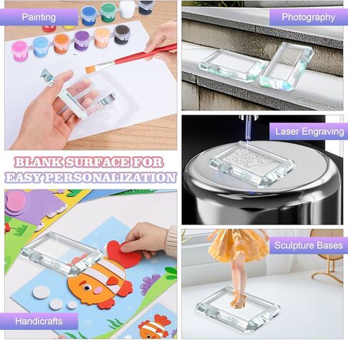 2 Pack Rectangular Glass Paperweight, Paperweight Decorative Blocks, Clear Glass Tiles for Crafts, Home Decoration, Ornaments Book, Maps in Kuwait