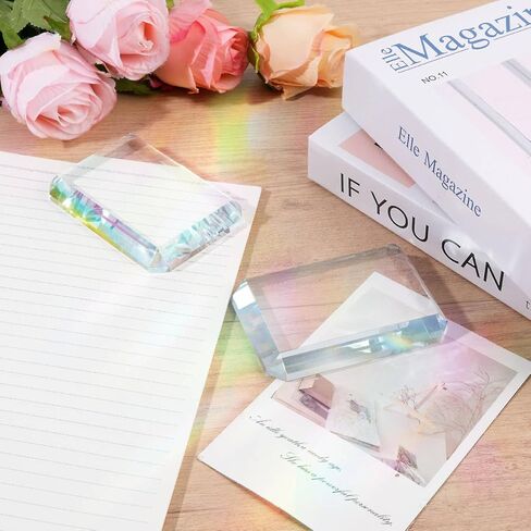 2 Pack Rectangular Glass Paperweight, Paperweight Decorative Blocks, Clear Glass Tiles for Crafts, Home Decoration, Ornaments Book, Maps in Kuwait