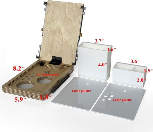 Tabletop Easel Box with Watercolor Palette Empty, Portable Travel Easel for Painting with Storage, Multifunctional Wooden Watercolor Easel Case Plein Air Painting for Adults Artists in Saudi Arabia