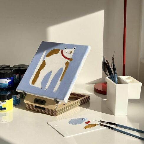 Tabletop Easel Box with Watercolor Palette Empty, Portable Travel Easel for Painting with Storage, Multifunctional Wooden Watercolor Easel Case Plein Air Painting for Adults Artists in Saudi Arabia