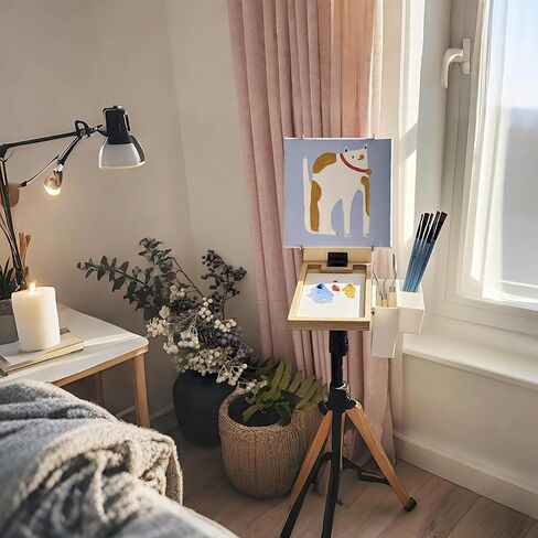 Tabletop Easel Box with Watercolor Palette Empty, Portable Travel Easel for Painting with Storage, Multifunctional Wooden Watercolor Easel Case Plein Air Painting for Adults Artists in Saudi Arabia