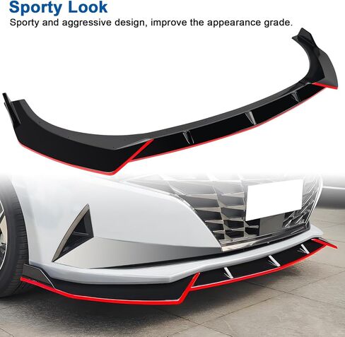 Rear Bumper Diffuser Compatible with Hyundai Elantra 2021-2023 4 Door Sedan Glossy Black Rear Diffuser Lip W/LED Brake Light in Kuwait