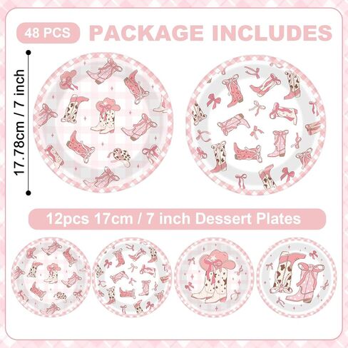 Wiooffen 48PCS Western Paper Plates 7inch Western Cowgirl Party Dessert Dinner Plates Wild West Rodeo Party Tableware for Cowboy Cowgirl Birthday Party Decorations Supplies in Saudi Arabia
