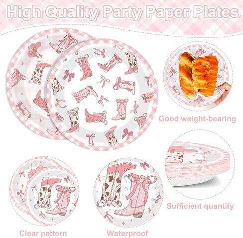 Wiooffen 48PCS Western Paper Plates 7inch Western Cowgirl Party Dessert Dinner Plates Wild West Rodeo Party Tableware for Cowboy Cowgirl Birthday Party Decorations Supplies in Saudi Arabia