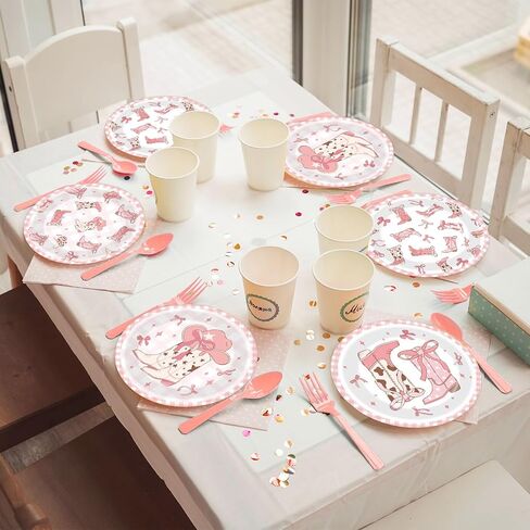 Wiooffen 48PCS Western Paper Plates 7inch Western Cowgirl Party Dessert Dinner Plates Wild West Rodeo Party Tableware for Cowboy Cowgirl Birthday Party Decorations Supplies in Saudi Arabia