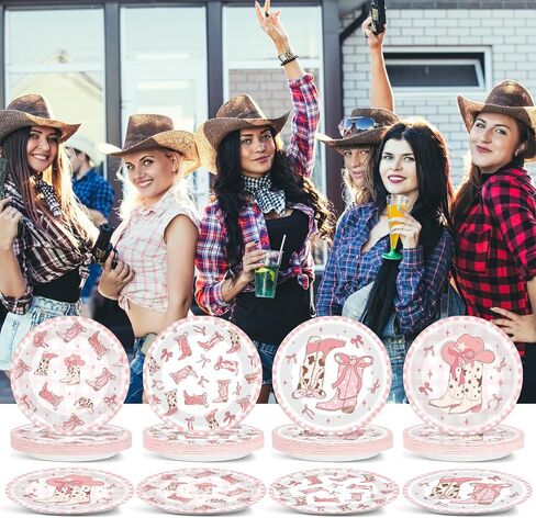 Wiooffen 48PCS Western Paper Plates 7inch Western Cowgirl Party Dessert Dinner Plates Wild West Rodeo Party Tableware for Cowboy Cowgirl Birthday Party Decorations Supplies in Saudi Arabia