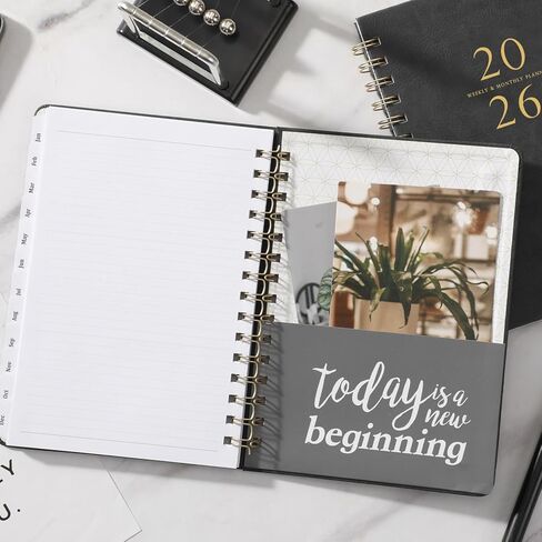 Planner 2025-2026 - Weekly & Monthly Academic Planner 2025-2026 with 12 Monthly Tabs, Jul 2025 - Jun 2026, 6.3" x 8.4", Flexible Hardcover, Thick Paper, Inner Pocket - Gray in Kuwait