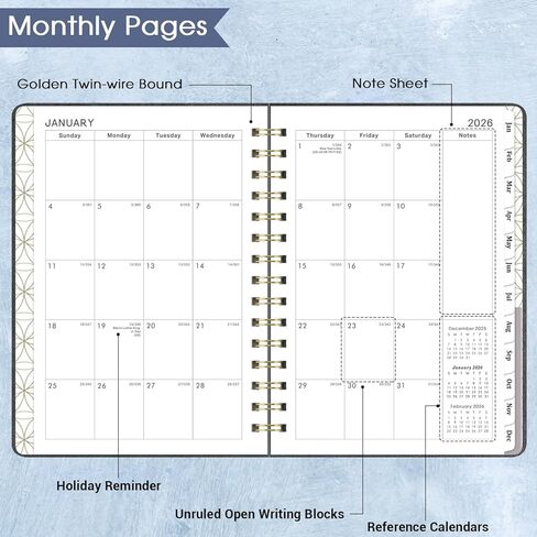 Planner 2025-2026 - Weekly & Monthly Academic Planner 2025-2026 with 12 Monthly Tabs, Jul 2025 - Jun 2026, 6.3" x 8.4", Flexible Hardcover, Thick Paper, Inner Pocket - Gray in Kuwait