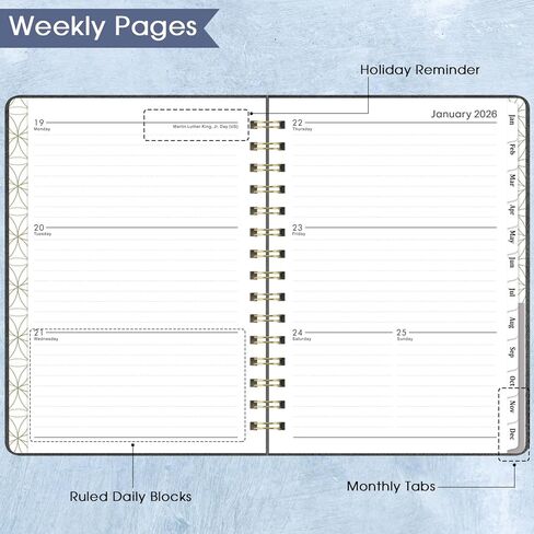 Planner 2025-2026 - Weekly & Monthly Academic Planner 2025-2026 with 12 Monthly Tabs, Jul 2025 - Jun 2026, 6.3" x 8.4", Flexible Hardcover, Thick Paper, Inner Pocket - Gray in Kuwait